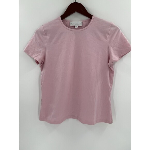 ST John Sport Essentials Marie Gray Easy Wear Pink Tee Size Small USA Made - Picture 1 of 10